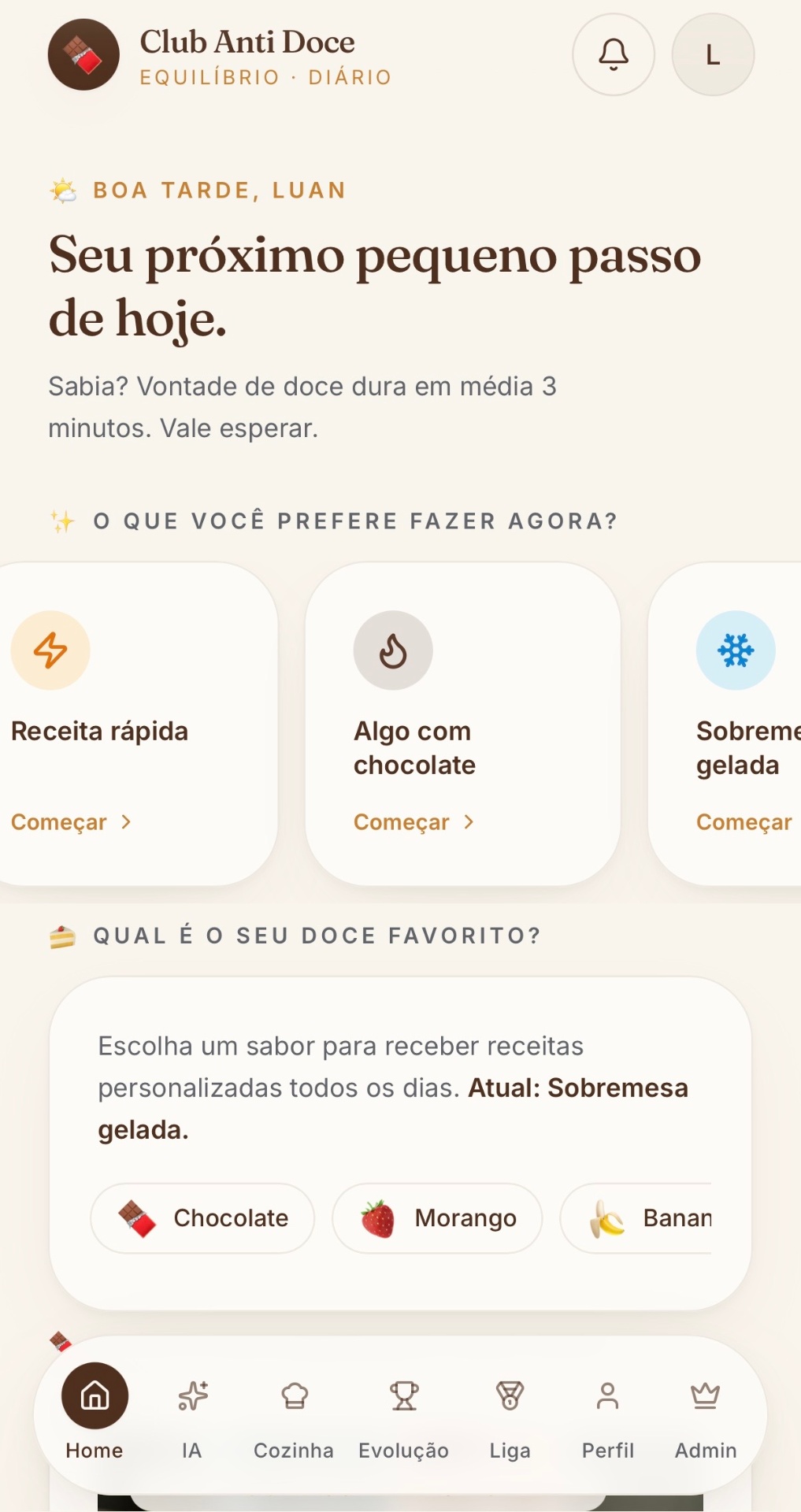 Tela inicial do Club Anti Doce